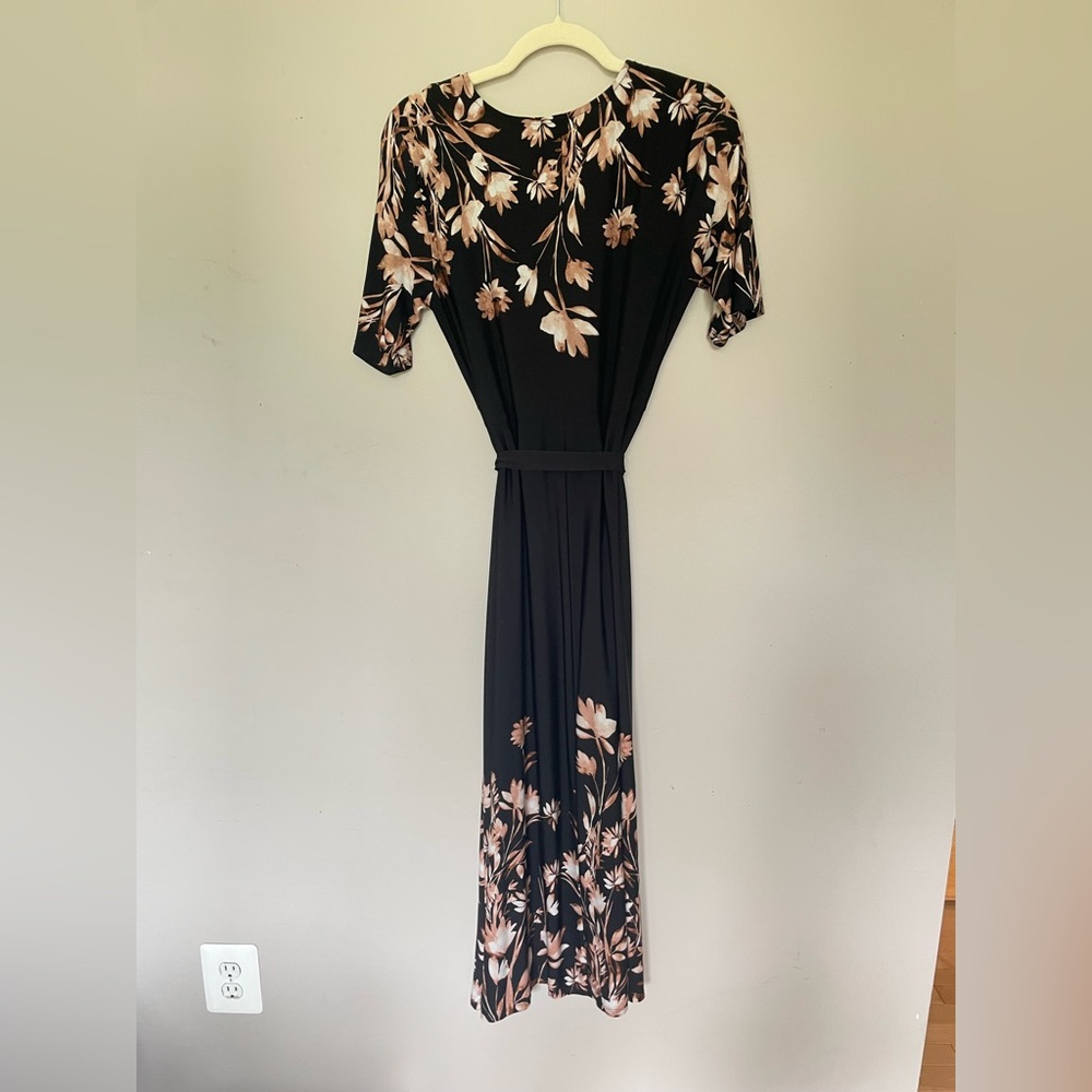MSK Black Maxi Dress with Beige Floral Design - Picture 5 of 6